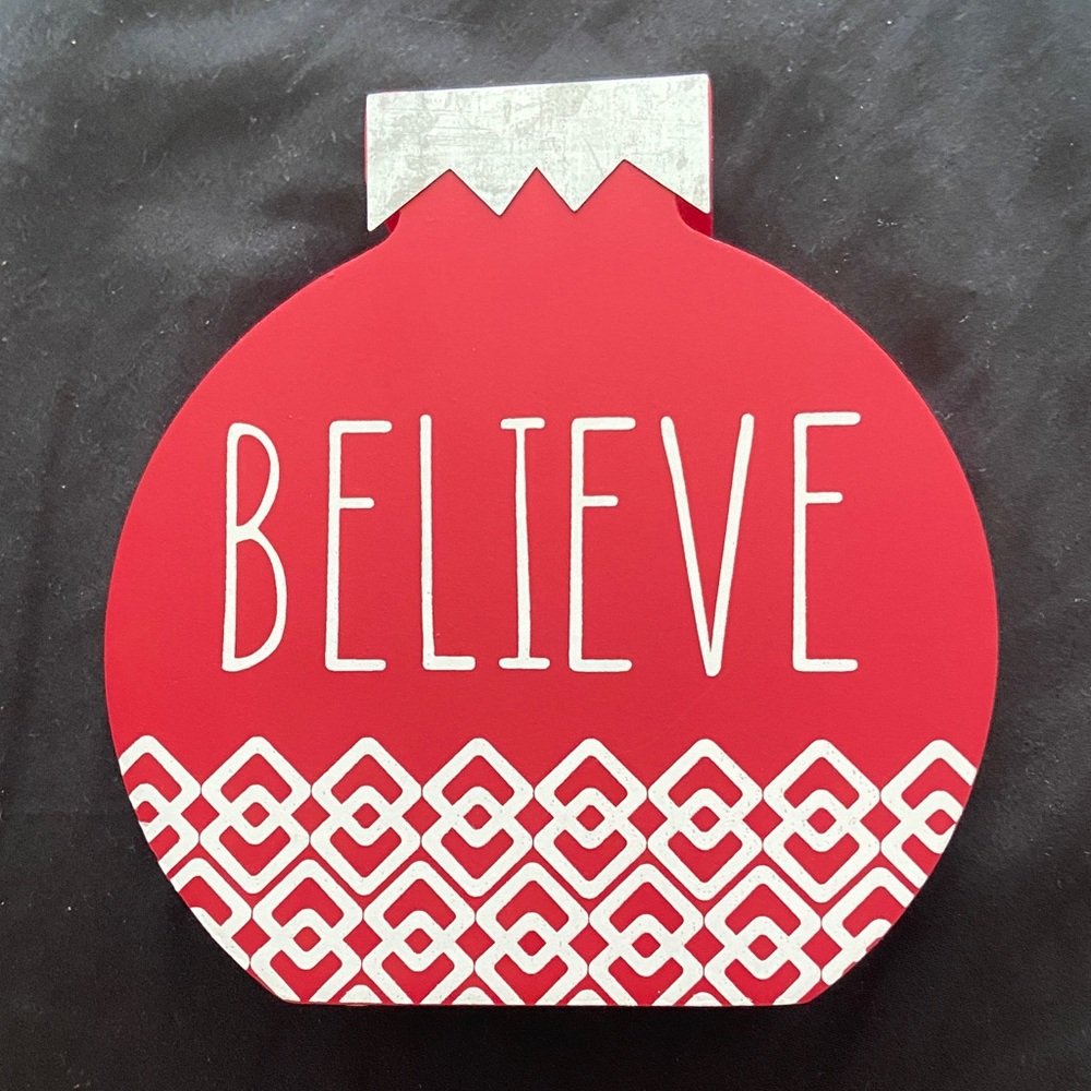 Rae Dunn Holiday Ornament Decoration with 'Believe' Design